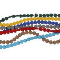 Nicht magnetische Hämatit Perlen, Herz, plattiert, unterschiedliche Farbe und Muster für die Wahl, keine, 6x6x2.5mm, Bohrung:ca. 0.5mm, Länge:16 ZollInch, ca. 72PCs/Strang, verkauft von Strang