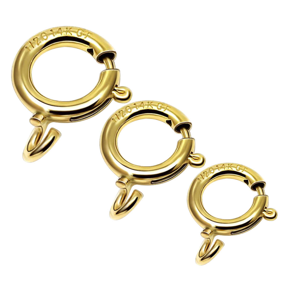 Doublé or fermoir anneau à resort, beignet, doré, normes différentes pour le choix, Trou:Environ 1.5mm, Vendu par PC