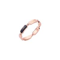 Titanium Steel Finger Ring, rose gold color plated & for woman, US Ring 