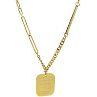 Titanium Steel Jewelry Necklace, with 1.96inch extender chain, Square, gold color plated, twist oval chain & for woman Approx 19.6 Inch 
