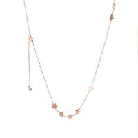 Collier de bijoux de titane, Acier titane, étoile, Plaqué de couleur d'or rose, chaîne ovale & pour femme Environ 17.7 pouce, Vendu par brin