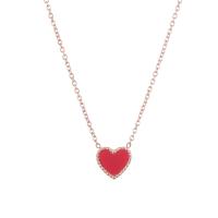 Titanium Steel Jewelry Necklace, Heart, 18K rose gold plated, oval chain & for woman Approx 17.7 Inch 