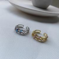 Rhinestone Brass Finger Ring, plated, for woman & with rhinestone, 17mm 