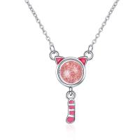 Brass Jewelry Necklace, with Strawberry Quartz, with 1.96 inch extender chain, platinum color plated, for woman & epoxy gel, pink, 20mm Approx 15.74 Inch 