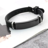 Silicone Stainless Steel Bracelets, with Silicone, fashion jewelry & Unisex, black 