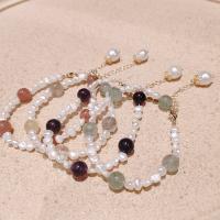 Kultivierten Süßwasser Perle Messing Armband, mit Natürliche kultivierte Süßwasserperlen, Modeschmuck, keine, 19cm, verkauft von Strang