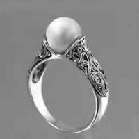 Plastic Pearl Zinc Alloy Finger Ring, with Plastic Pearl, plated, fashion jewelry 