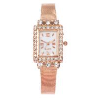Women Wrist Watch, Zinc Alloy, with Cubic Zirconia & Glass & Stainless Steel, Chinese movement, plated, fashion jewelry & for woman ( )x( )x4 
