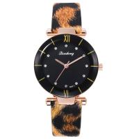 Uhrenarbänder für Frauen, Zinklegierung, mit PU Leder & Glas, chinesische Bewegung, plattiert, Modeschmuck, keine, 34x9mm,16x230mm, verkauft von PC