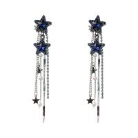 Fashion Fringe Earrings, Plastic Pearl, plated, for woman & with rhinestone 