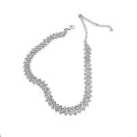 Fashion Choker Necklace, Zinc Alloy, plated, for woman & with rhinestone Approx 14.72 Inch 