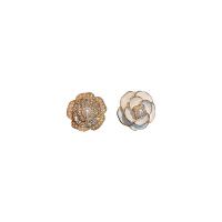Plastic Pearl Zinc Alloy Earring, with Plastic Pearl, Flower, plated, for woman & enamel & with rhinestone 