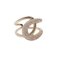 Zinc Alloy Cuff Finger Ring, gold color plated & for woman 