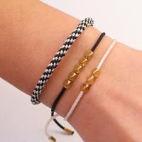 Fashion Create Wax Cord Bracelets, Brass, bracelet, with Waxed Cotton Cord, fashion jewelry & Unisex 