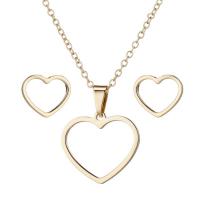 Fashion Stainless Steel Jewelry Sets, Stud Earring & necklace, Heart, fashion jewelry & for woman 