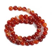 Natürliche Streifen Achat Perlen, rund, poliert, DIY & verschiedene Größen vorhanden, rot, verkauft von Strang