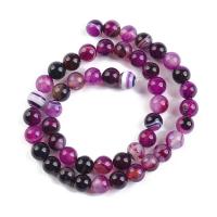 Natürliche Streifen Achat Perlen, rund, poliert, DIY & verschiedene Größen vorhanden, violett, verkauft von Strang