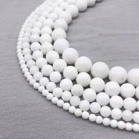 Perles de calcédoine blanche, blanc calcédoine, Rond, poli, DIY & normes différentes pour le choix, Vendu par brin
