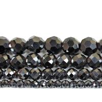 Nicht magnetische Hämatit Perlen, Non- magnetische Hämatit, rund, poliert, DIY & verschiedene Größen vorhanden & facettierte, schwarz, verkauft von Strang
