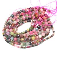 Natürlicher Turmalin Perlen, rund, poliert, DIY & verschiedene Größen vorhanden & facettierte, farbenfroh, verkauft von Strang