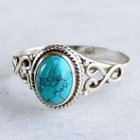 Turquoise Zinc Alloy Finger Ring, with turquoise, plated, fashion jewelry 