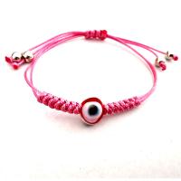 Evil Eye Jewelry Bracelet, Cotton Cord, with zinc alloy bead & Lampwork, Adjustable & for woman Approx 10.23 Inch 