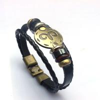 PU Leather Cord Bracelets, with Tungsten Steel & Zinc Alloy, plated, Unisex & multi-strand, black Approx 7.87 Inch 
