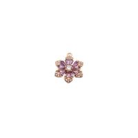 Cubic Zirconia Micro Pave Brass Pendant, Flower, high quality gold color plated, micro pave cubic zirconia, 15mm 
