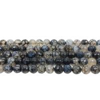 Natural Dragon Veins Agate Beads, Round, polished, DIY black 
