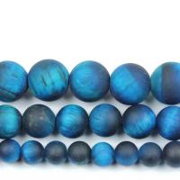 Tiger Eye Beads, Round, DIY & frosted, blue 