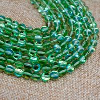 Vernickelt Glasperlen, Glas, rund, poliert, DIY & verschiedene Größen vorhanden, grün, verkauft von Strang