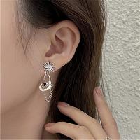 Freshwater Pearl Drop Earring, Zinc Alloy, with Freshwater Pearl, fashion jewelry, silver color 