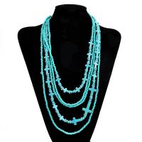 Fashion Sweater Chain Necklace, turquoise, with Seedbead, plated, fashion jewelry & for woman 