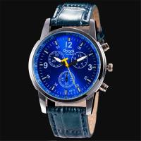 Bracelets de montre pour hommes, alliage de zinc, avec cuir PU & verre, mouvement chinoise, Placage, bijoux de mode, plus de couleurs à choisir  Vendu par PC
