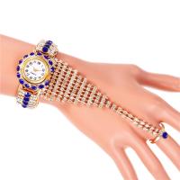Bracelets de montre pour femmes, alliage de zinc, avec zircon cubique & verre & acier inoxydable, mouvement chinoise, Placage, bijoux de mode, plus de couleurs à choisir  Vendu par PC