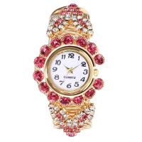 Uhrenarbänder für Frauen, Zinklegierung, mit kubischer Zirkonia & Glas, chinesische Bewegung, plattiert, Modeschmuck, keine, 31x10mm,18x210mm, verkauft von PC