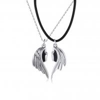 Brass Couple Necklace, with PU Leather, Angel Wing, plated, 2 pieces & for couple 