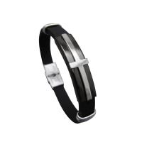 Silicone Stainless Steel Bracelets, with Silicone, fashion jewelry & Unisex 