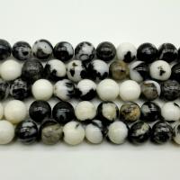 Zebra-Jaspis Perle, Zebra Jaspis, rund, poliert, DIY & verschiedene Größen vorhanden, weiß und schwarz, verkauft von Strang