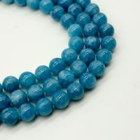Marble Beads, Aquamarine, Round, polished, imitation aquamarine & DIY blue 