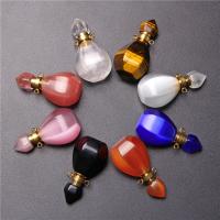 Natural Stone Perfume Bottle Pendant, with Zinc Alloy, fashion jewelry & Unisex & faceted 