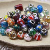 Silver Plated Double Core Lampwork European Beads, DIY & mixed 