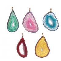 Agate Zinc Alloy Pendants, Crackle Agate, with Zinc Alloy, plated, fashion jewelry & DIY 