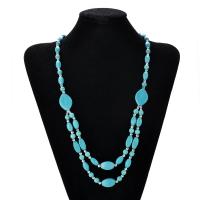 Fashion Sweater Chain Necklace, turquoise, plated, fashion jewelry & for woman 