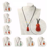 Gemstone Necklaces, Natural Stone, with Wax Cord, plated, random style & fashion jewelry, mixed colors 