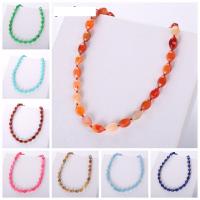 Gemstone Necklaces, Natural Stone, plated, random style & fashion jewelry, mixed colors 