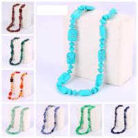Gemstone Necklaces, Natural Stone, plated, random style & fashion jewelry, mixed colors, 480mm 