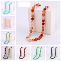 Gemstone Necklaces, Natural Stone, plated, random style & fashion jewelry, mixed colors, 480mm 