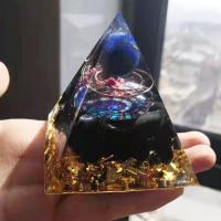 Synthetic Resin Pyramid Decoration, with Obsidian, Pyramidal, for home and office & durable 