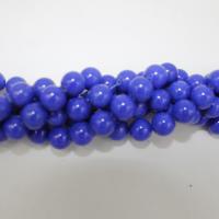 Gefärbte Jade Perlen, Mashan Jade, rund, poliert, DIY & verschiedene Größen vorhanden, blau, verkauft von Strang